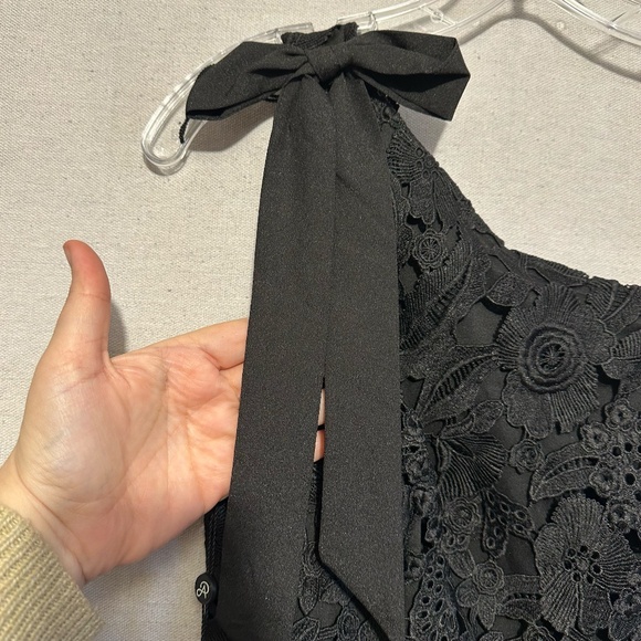 NWT Adrianna Papell Lace Bow-Trim One Shoulder Midi Dress - size 2 - Picture 6 of 7